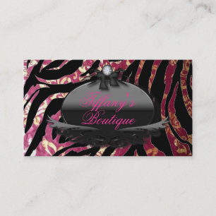 Elégant Zebra fuchsia Damask Carte de visite de mo
