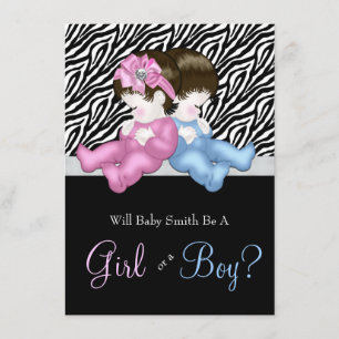 Elegant Zebra Gender Reveal Shower Einladung