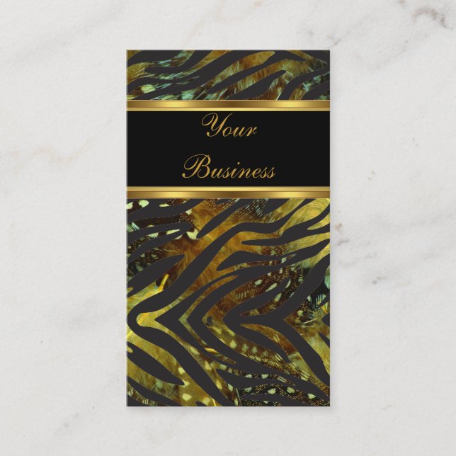 Elegant Zebra Gold Exotic Black Wild 2 Visitenkarte (Vorderseite)