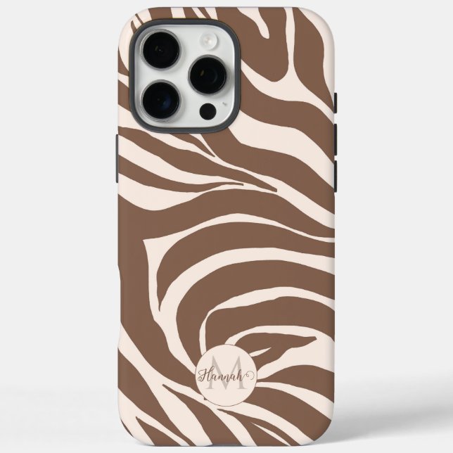 Elegant Zebra Mocha Pattern iPhone 16 Pro Max Hülle (Rückseite)