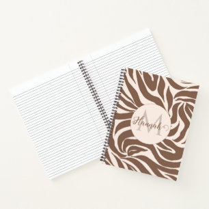Elegant Zebra Mocha Pattern Notizbuch