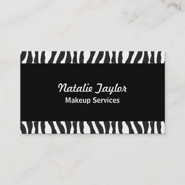 Elégant Zebra Print Maquillage Artiste Cartes de v (Devant)