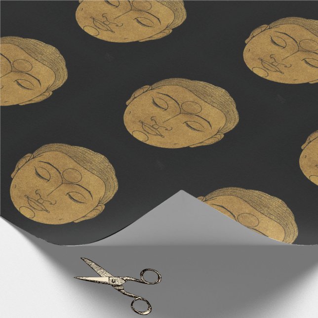 Elegant Zen Buddha Pattern Schwarz und Bronze Geschenkpapier (Elegant bronze and black buddha art wrapping paper.)