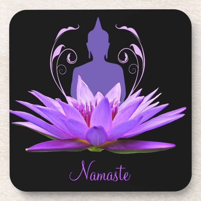 Elegant Zen Lotus Meditation Spirituelle Namaste Getränkeuntersetzer (Vorderseite)