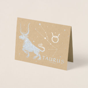 Elegant Zodiac Astrologie   Taurus Birthday Silver Folienkarte