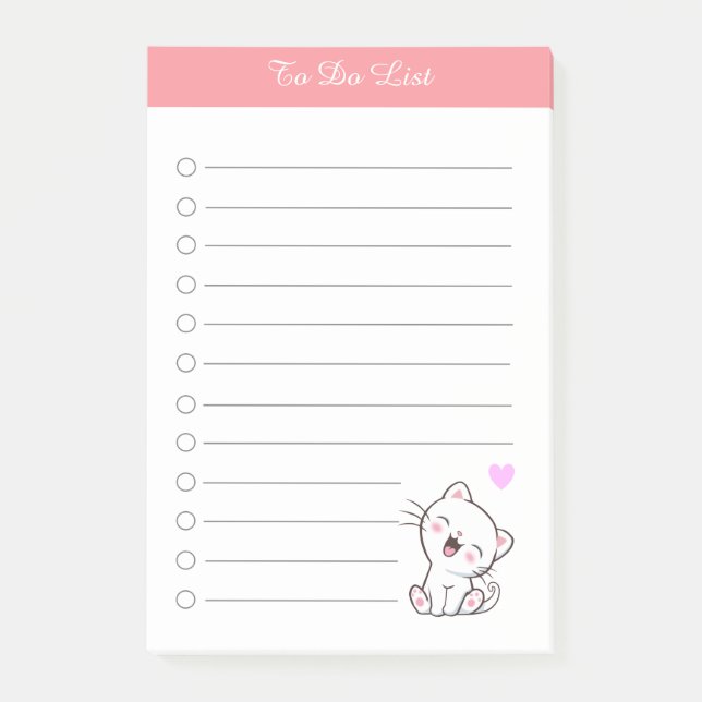 Elegant zu machen List & White Kitty Cat Post-it Klebezettel (Vorderseite)