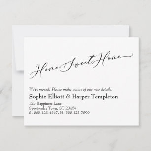 Elegant Zuhause Sweet Zuhause New Address Ankündig Mitteilungskarte