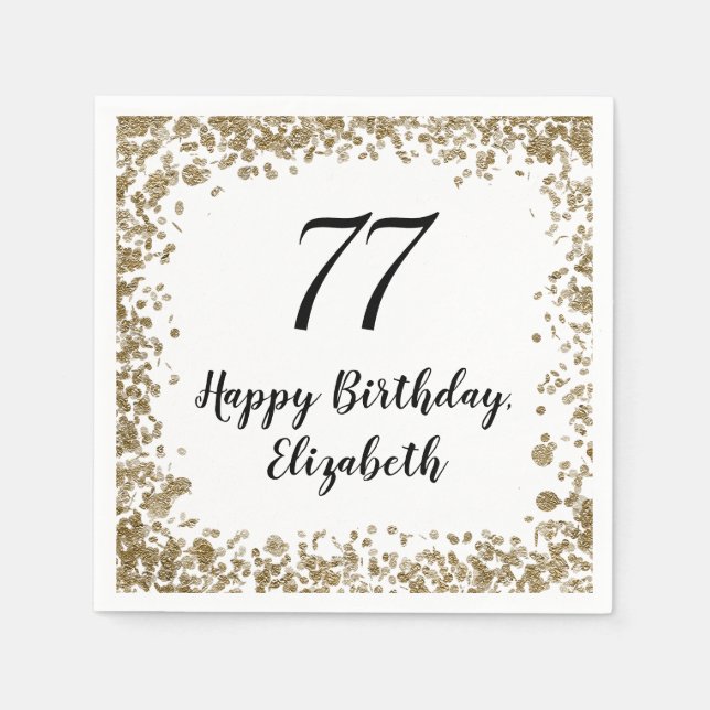 Elegant zum 77. Geburtstag Napkins mit Goldrausch Serviette (Vorderseite)