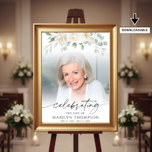 Elegant zum Gedenken an das Leben Florales Foto Poster