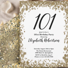 Elegante 101. Geburtstagseinladung für sie in Gold