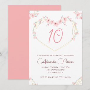 Elegante 10. Geburtstagseinladungen Rosa Floral Einladung