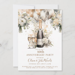 Elegante 10-Jahres-Jubiläums-Party Champagner-Ball Einladung