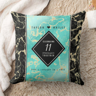 Elegante 11. Türkis Hochzeitsjubiläum Kissen