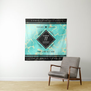 Elegante 11. Turquoise Hochzeit-Jubiläum Wandteppich
