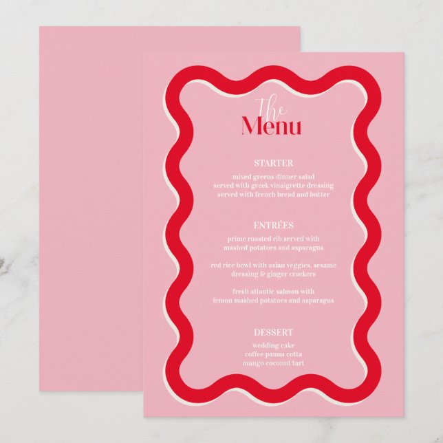 Elegante 12x18" Menü "Karten mit Hochzeitstisch" F Menükarte (Vorne/Hinten)