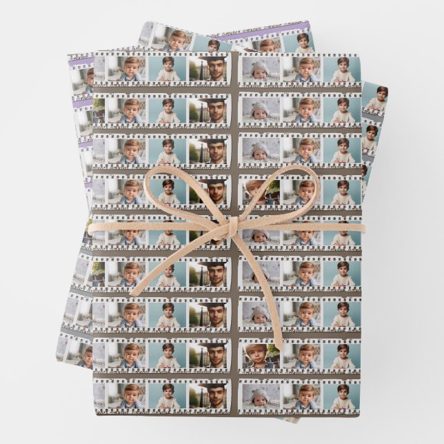 Elegante 16-Foto Familie und Freunde Film Negativ Geschenkpapier Set (Beispiel)