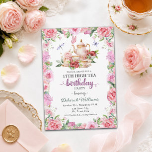 Elegante 17. Geburtstags-High-Tea-Party Einladung
