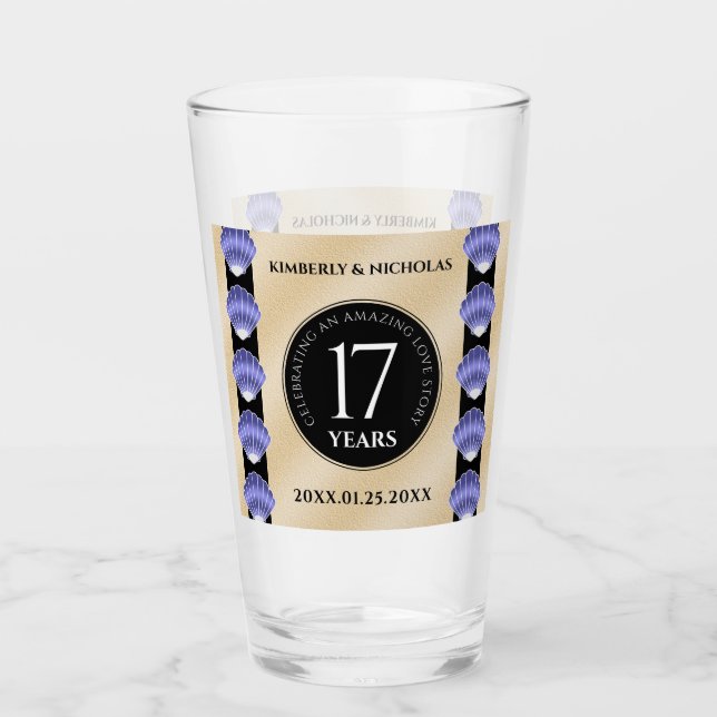 Elegante 17. Muscheln Hochzeitstag Glas (Vorderseite)