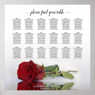 Elegante 18 Tisch-Rote Rose Hochzeitssattelkarte Poster