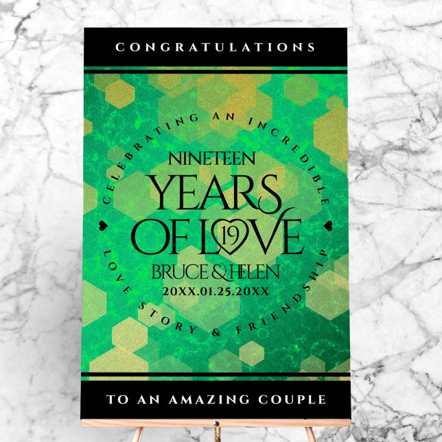 Élégante 19e anniversaire du Mariage de Jade (Elegant 19th Jade Wedding Anniversary Acrylic Sign Cover Photo)