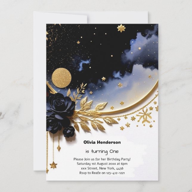 Elégante 1ère Invitation anniversaire (Devant)