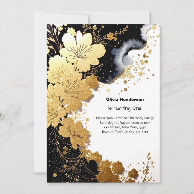 Elégante 1ère Invitation anniversaire (Devant)