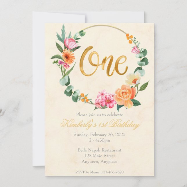 Elégante 1ère Invitation de fête d'anniversaire (Devant)