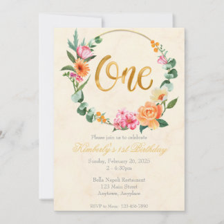 Elégante 1ère Invitation de fête d'anniversaire