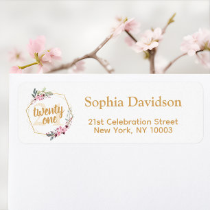 Elegante 21. Geburtstags-Rücksendeadressen-Aufkleb