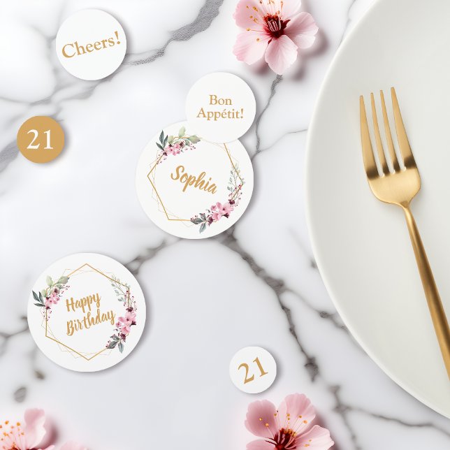 Elégante 21e table d'anniversaire Confetti (Confetti Elegance for Your Celebration 🌸✨🎉)