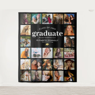 Elegante 24-Foto-Collage-Abschluss Wandteppich