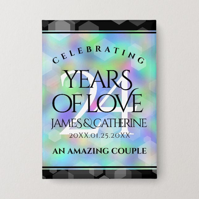 Elegante 24. Opal Wedding Anniversary Celebration Button (Vorderseite)