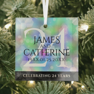 Elegante 24. Opal Wedding Anniversary Celebration Ornament Aus Glas