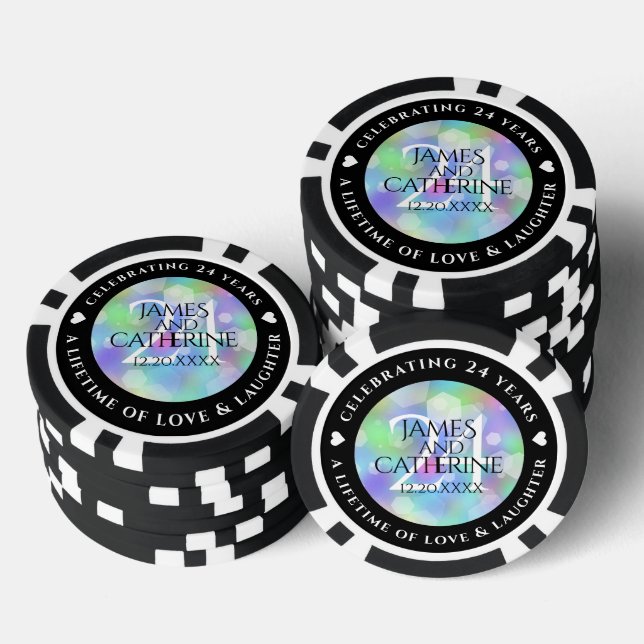 Elegante 24. Opal Wedding Anniversary Celebration Pokerchips (Stapel)