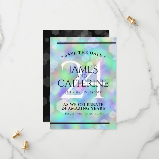 Elegante 24. Opal Wedding Anniversary Celebration Save The Date (Vorderseite/Rückseite Beispiel)