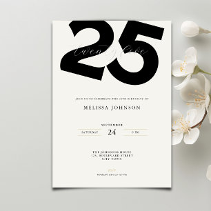 Elegante 25. Geburtstagseinladung - Minimalistisch Einladung