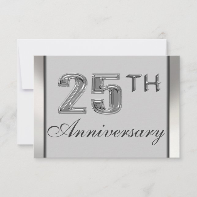 Elegante 25. silberne Jahrestags-Party Einladungen (Vorderseite)