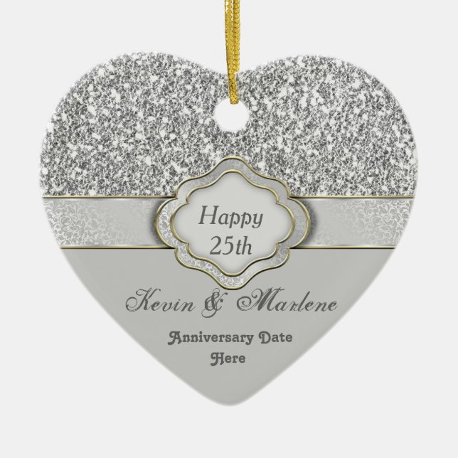 ELEGANTE 25. SILBERNE KERAMIKORNAMENT (Vorne)