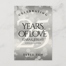 Elegante 25. Silver Wedding Anniversary Table Card Dankeskarte