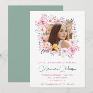 Elegante 26. Geburtstagseinladungen Foto Floral Einladung
