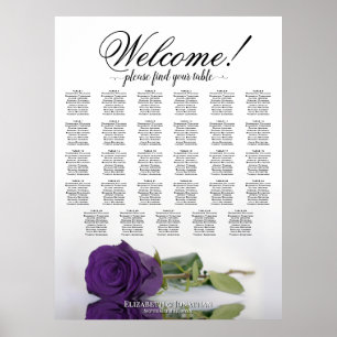 Elegante 29-Tisch-Royal-Purple-Rosen-Sitzordnung Poster