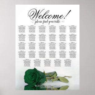 Elegante 29-Tisch-Sitzordnung Smaragdgrüne Rose Poster