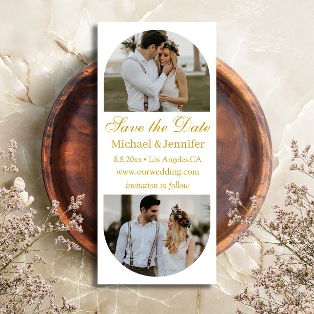 elegante 2-Arche-Foto mit goldenem Schrift Save th (Von Creator hochgeladen)