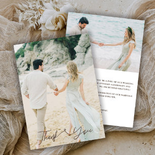 Elegante 2-Foto-Hochzeit-Dankeskarten Einladung
