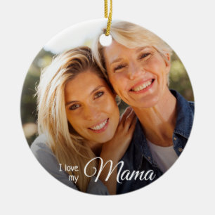 Elegante 2 Foto Mutter von Tochter Weihnachten Keramik Ornament