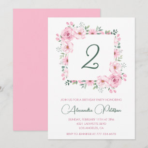 Elegante 2. Geburtstagseinladungen Floral Rosa Einladung