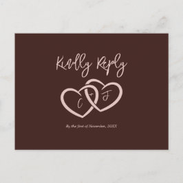 Elegante 2 Herz Sienna Rotes Menü Auswahl RSVP Kar Postkarte