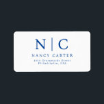 Elegante 2 Monogram Navy Blue Rücksendeadresse Adressaufkleber<br><div class="desc">Ein elegantes und minimalistisches Marineadressen-Etikett mit zwei Monogramm mit Namen,  die Sie personalisieren können.</div>