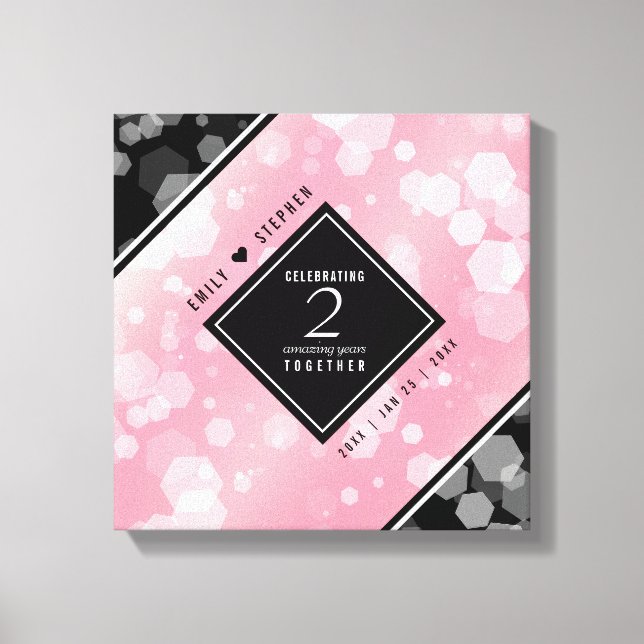 Elegante 2. Rose Quartz Hochzeitstag Leinwanddruck (Vorderseite)