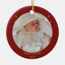 Elegante 2-seitige Meine erste Weihnachten Baby-Fo
